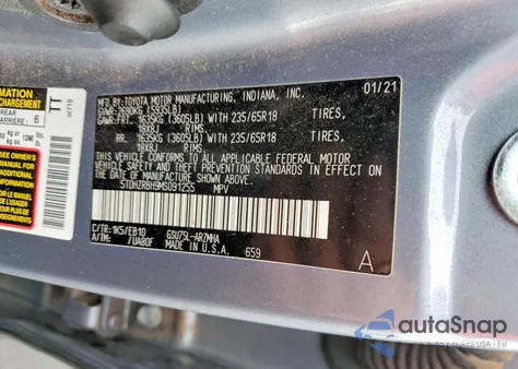 2021 Toyota Highlander Xle z USA, uszkodzony, nr VIN 5TDHZRBH9MS091255